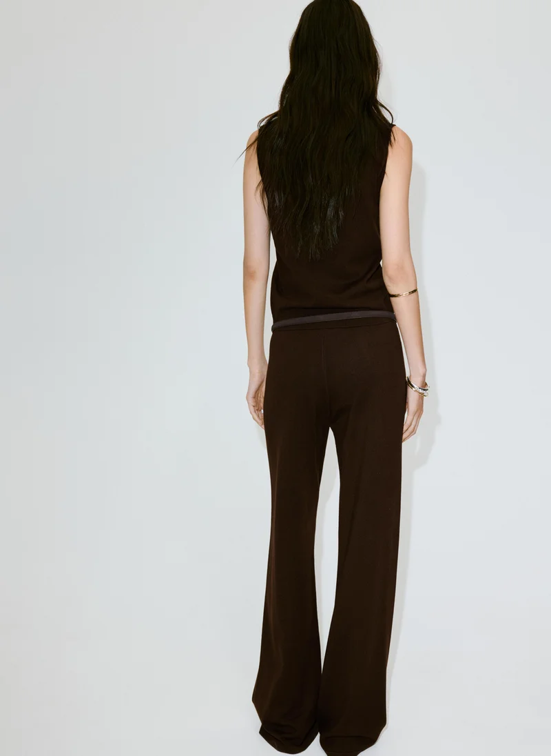 مانجو Fine-Knit Wide Leg Trousers