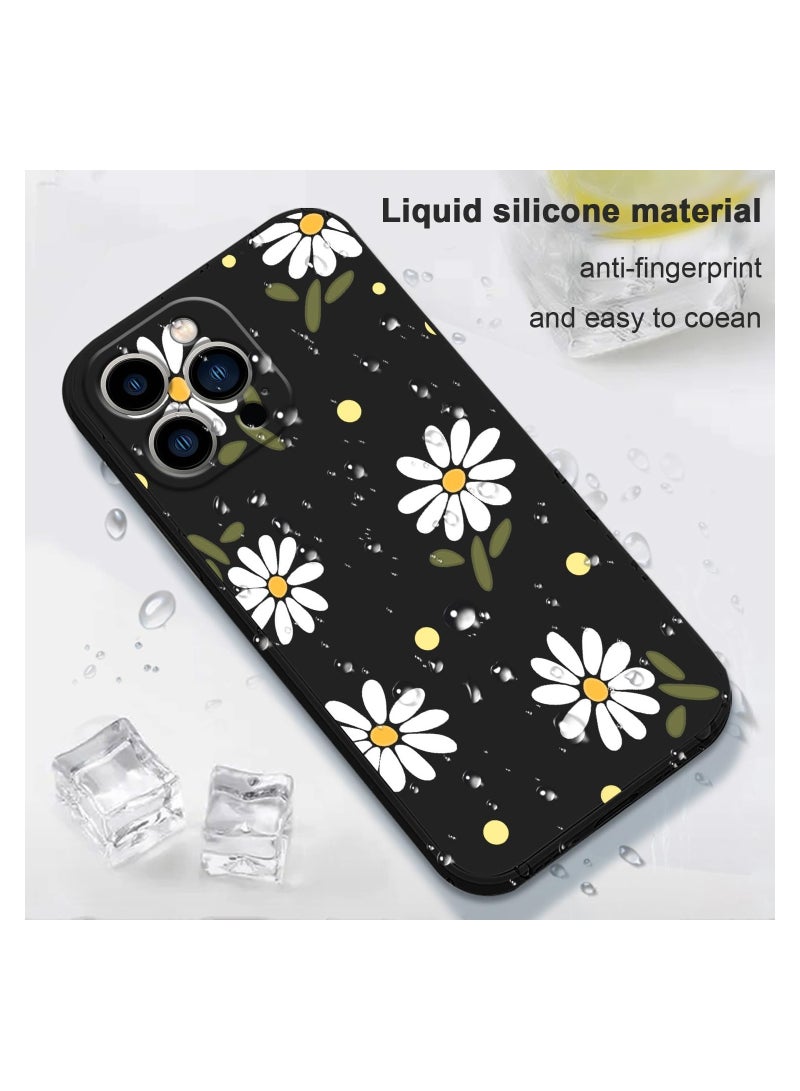 غطاء هاتف iPhone 13 Pro Max بتصميم زهرة فراشة فضائية لطيفة، مع بطانة مايكروفايبر ناعمة، وهيكل سائل سيليكون رفيع للغاية. الغطاء متوفر باللون الأسود. - Image 5