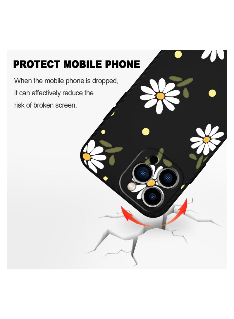 غطاء هاتف iPhone 13 Pro Max بتصميم زهرة فراشة فضائية لطيفة، مع بطانة مايكروفايبر ناعمة، وهيكل سائل سيليكون رفيع للغاية. الغطاء متوفر باللون الأسود. - Image 4