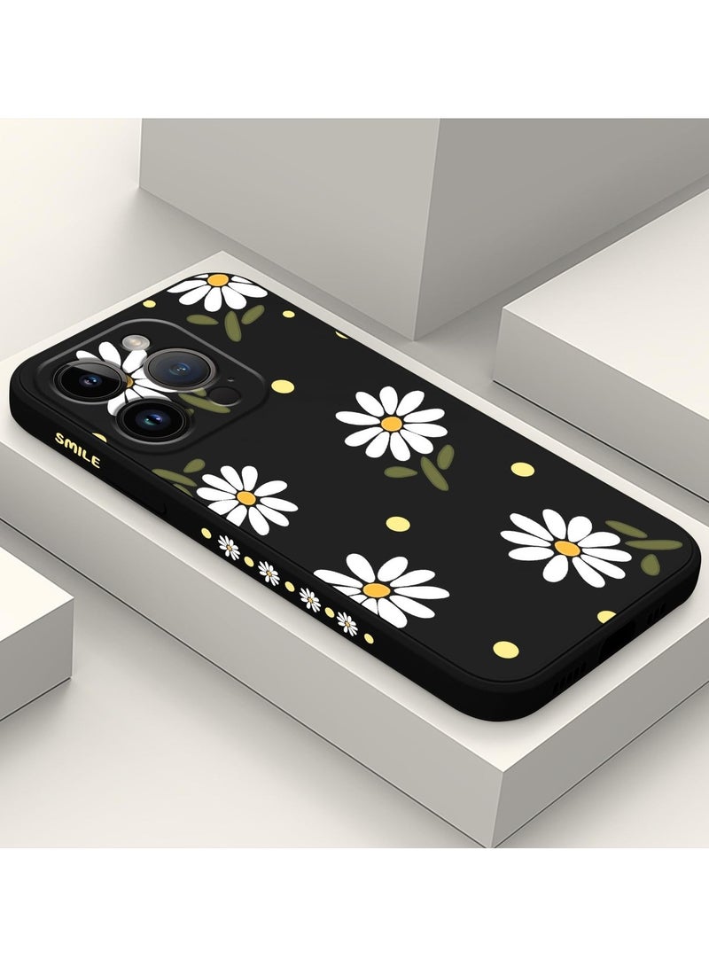 غطاء هاتف iPhone 13 Pro Max بتصميم زهرة فراشة فضائية لطيفة، مع بطانة مايكروفايبر ناعمة، وهيكل سائل سيليكون رفيع للغاية. الغطاء متوفر باللون الأسود. - Image 1