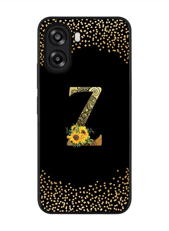 Stylizedd For Oppo A6t 5G / A6t 4G Case,Slim fit Camera Protection, Shockproof Thin Phone cover  - Custom Floral Monogram - Z ( Black ) - Image 1