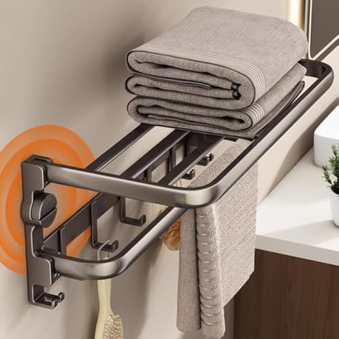 حامل مناشف حائطي مقاس 17 بوصة مع كوب شفط أسود، حامل مناشف حمام سهل التركيب، لا يتطلب حفرًا، قضيب مناشف أنيق ومتين لتنظيم الحمام بكفاءة - Image 5