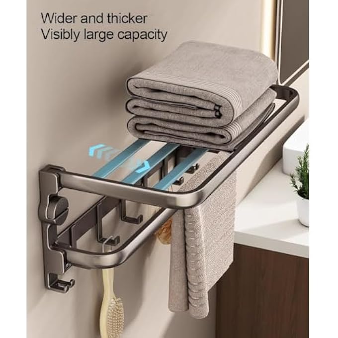 حامل مناشف حائطي مقاس 17 بوصة مع كوب شفط أسود، حامل مناشف حمام سهل التركيب، لا يتطلب حفرًا، قضيب مناشف أنيق ومتين لتنظيم الحمام بكفاءة - Image 3