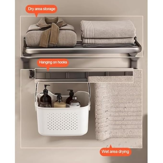 حامل مناشف حائطي مقاس 17 بوصة مع كوب شفط أسود، حامل مناشف حمام سهل التركيب، لا يتطلب حفرًا، قضيب مناشف أنيق ومتين لتنظيم الحمام بكفاءة - Image 4