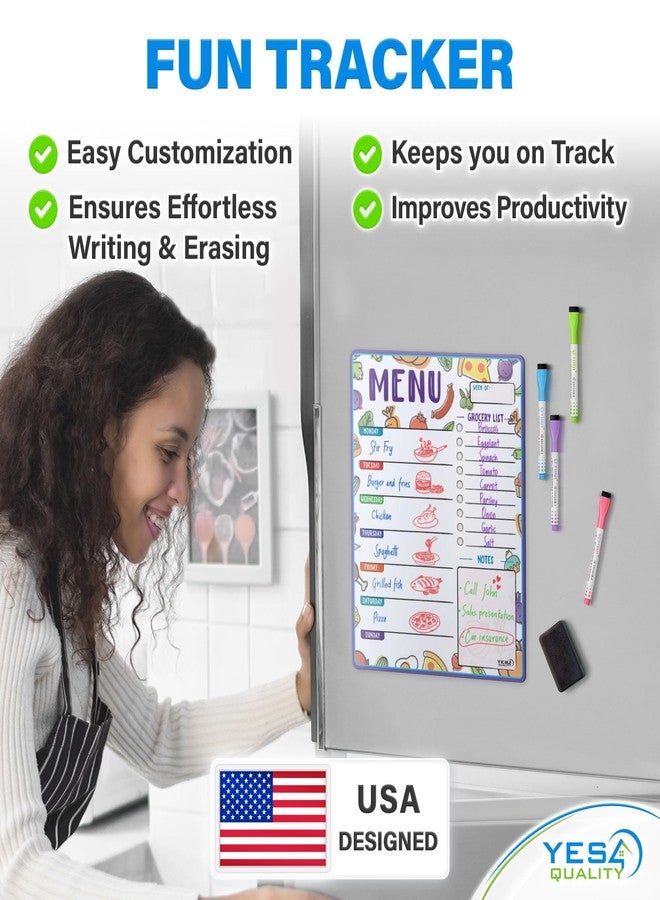 YES4QUALITY Magnetic Dry Erase Menu Board for Fridge (Fruit, 16x12) - Weekly Meal Planner Whiteboard w/ 4 Magnetic Markers & Eraser - Chalkboard Organizer for Dinner Menus & Grocery Lists by Yes4Quality - Image 2