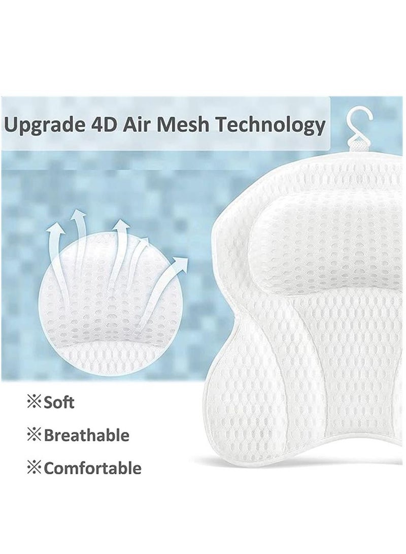 Bath Pillow 4D Air Mesh Bathtub Pillow, Ergonomic Spa Pillow for Tub Neck and Back Support, Headrest Batht Pillow with 6 Non-slip Powerful Suction Cups, Fits All Bathtub, Hot Tub and Home Spa - Image 4