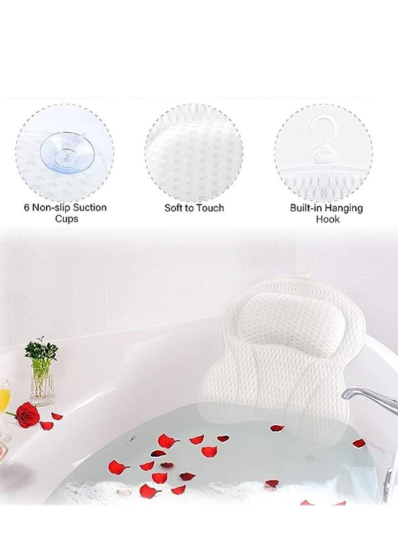 Bath Pillow 4D Air Mesh Bathtub Pillow, Ergonomic Spa Pillow for Tub Neck and Back Support, Headrest Batht Pillow with 6 Non-slip Powerful Suction Cups, Fits All Bathtub, Hot Tub and Home Spa - Image 3