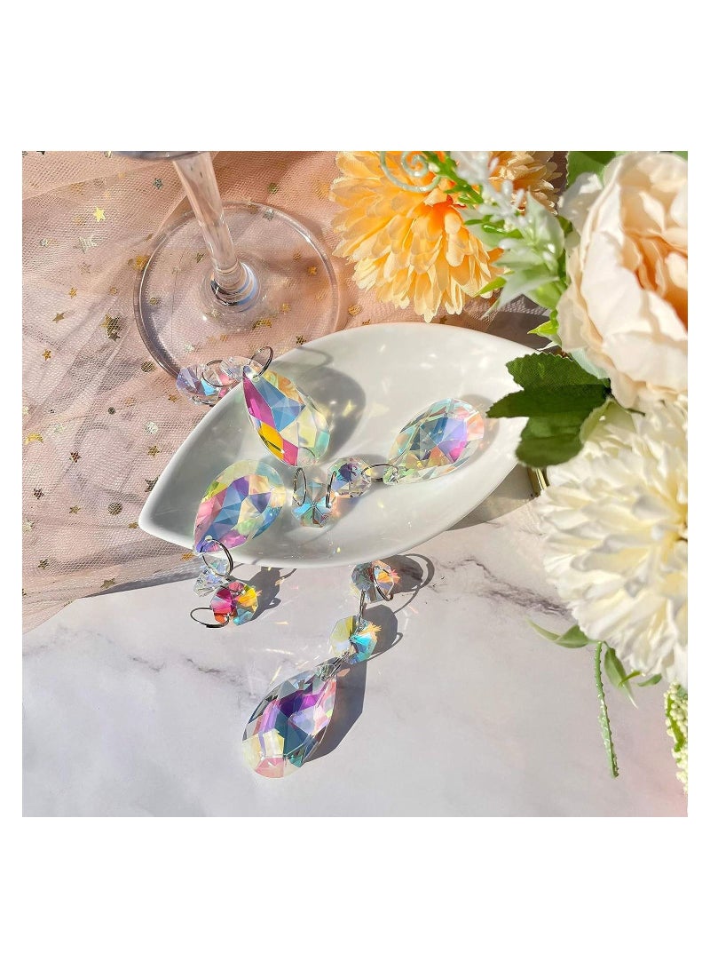 Y&D 20 Pcs Crystal Prisms Chandelier Pendants, Teardrop Replacement Set, Rainbow Maker Hanging for Wedding Party Tree Garlands Home Decoration - Image 2