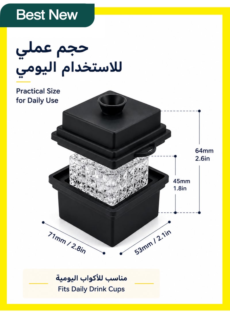 موقف حياة السيدة 阿语标题 قالب مكعبات ثلج فاخر على شكل ماسة، قالب ثلج سيليكون من الدرجة الغذائية أحادي الحجرة، قالب ثلج هندسي للمشروبات الباردة والعصائر، أداة مطبخ - Image 5