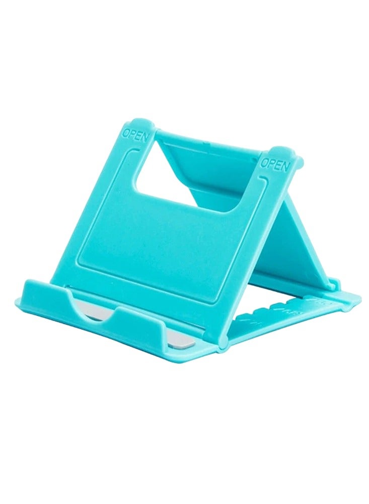 AROAQ Cell Phone Stand, Portable And Foldable Desk Phone Holder, Adjustable Angle Smartphone Support Tablet Stand, Compact And Durable Universal Desk Stand For All Mobile Smart Phone, (Blue) - Image 1