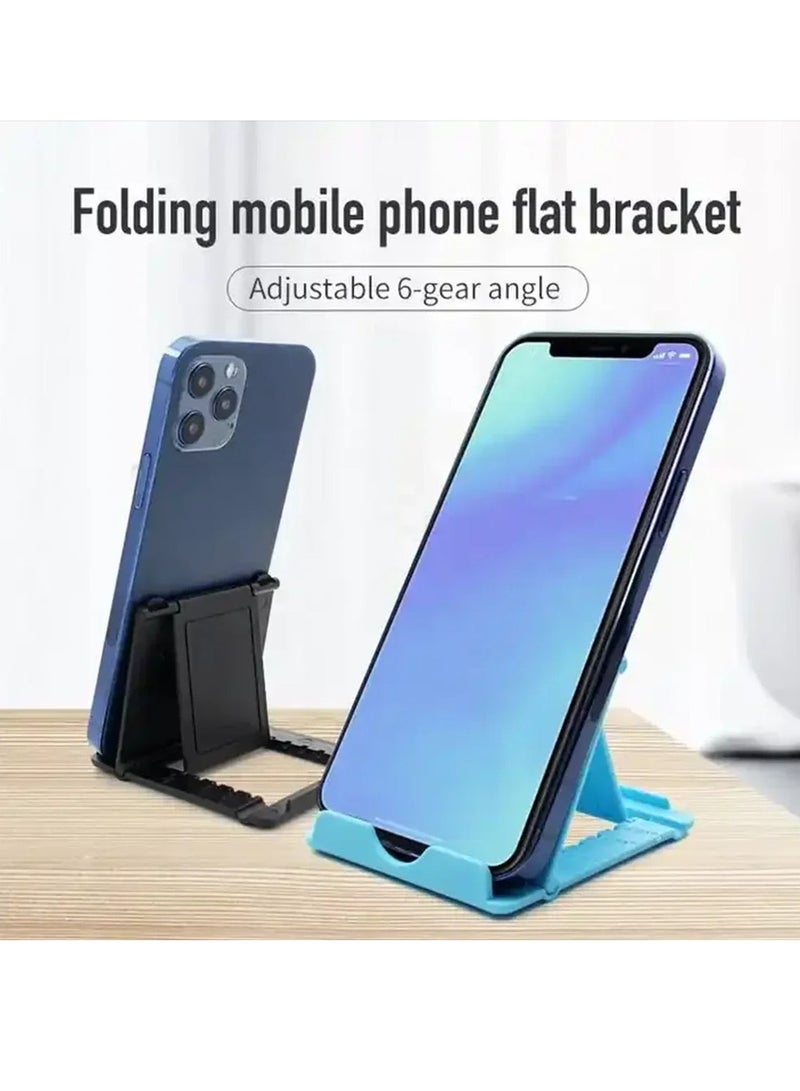 AROAQ Cell Phone Stand, Portable And Foldable Desk Phone Holder, Adjustable Angle Smartphone Support Tablet Stand, Compact And Durable Universal Desk Stand For All Mobile Smart Phone, (Blue) - Image 4