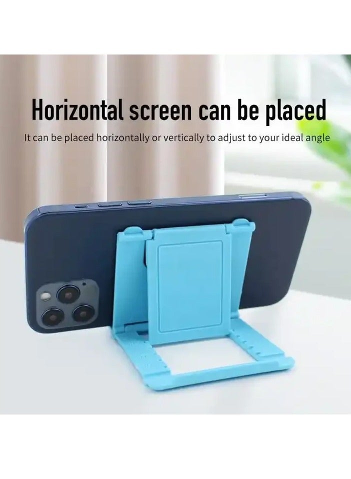 AROAQ Cell Phone Stand, Portable And Foldable Desk Phone Holder, Adjustable Angle Smartphone Support Tablet Stand, Compact And Durable Universal Desk Stand For All Mobile Smart Phone, (Blue) - Image 5