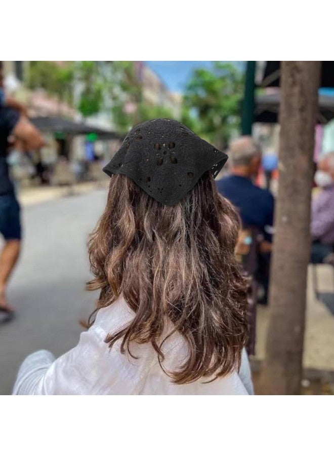 إسكدنيا وشاح شعر كروشيه مزين بالزهور مكون من قطعتين، وشاح رأس معقود برباط عتيق، وشاح رأس محبوك للنساء والفتيات - Image 3