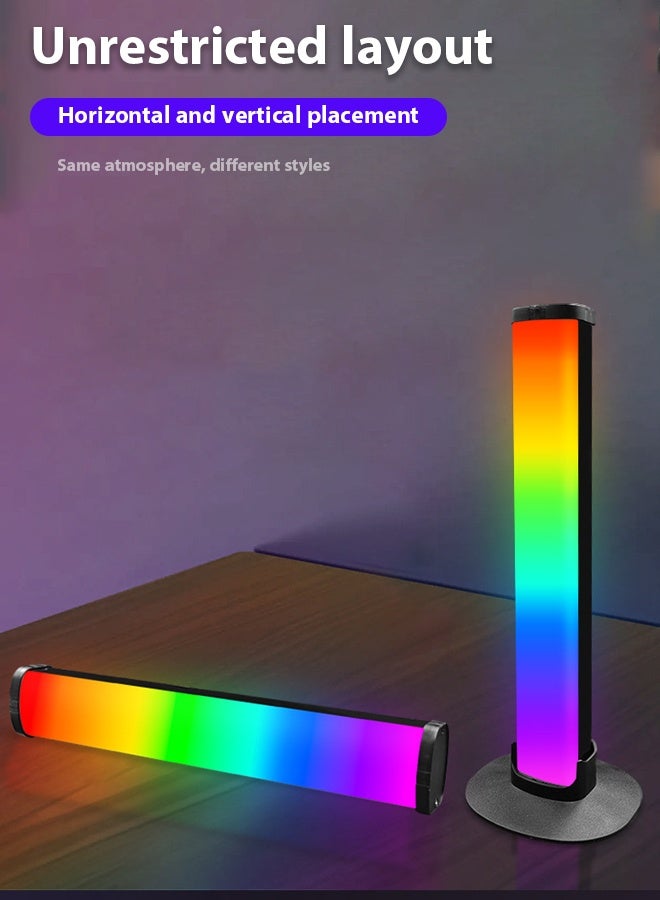Poxvalzor RGB Ambient Light 2pcs Bluetooth LED Desktop Gaming Lamp with Headphone Holder, USB Powered Atmosphere Light with Three Control Modes and Timing Switch for Home Office Desk Use - Image 4