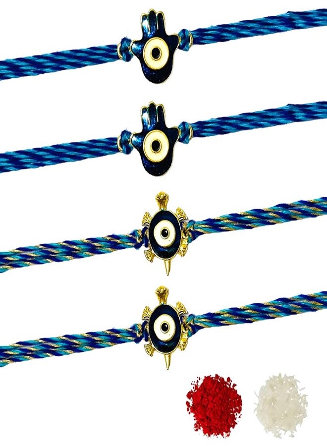 Sesonby Bhai Rakhis – Rakhis for Brother, Bhaiya Bhabhi Pair & Rakhi for Kids Boys | Bracelet Style | #R94-Two-95-Two (set of 4) - Image 1