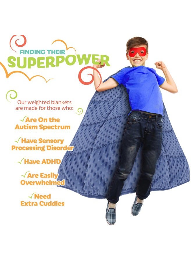 Kidaddle XL Weighted Blanket for Kids 5lb (Blue) 36x48 Inch, Plush Minky Kids Blanket with Travel Bag, Blanket for Ages 4 to 10 - Image 4