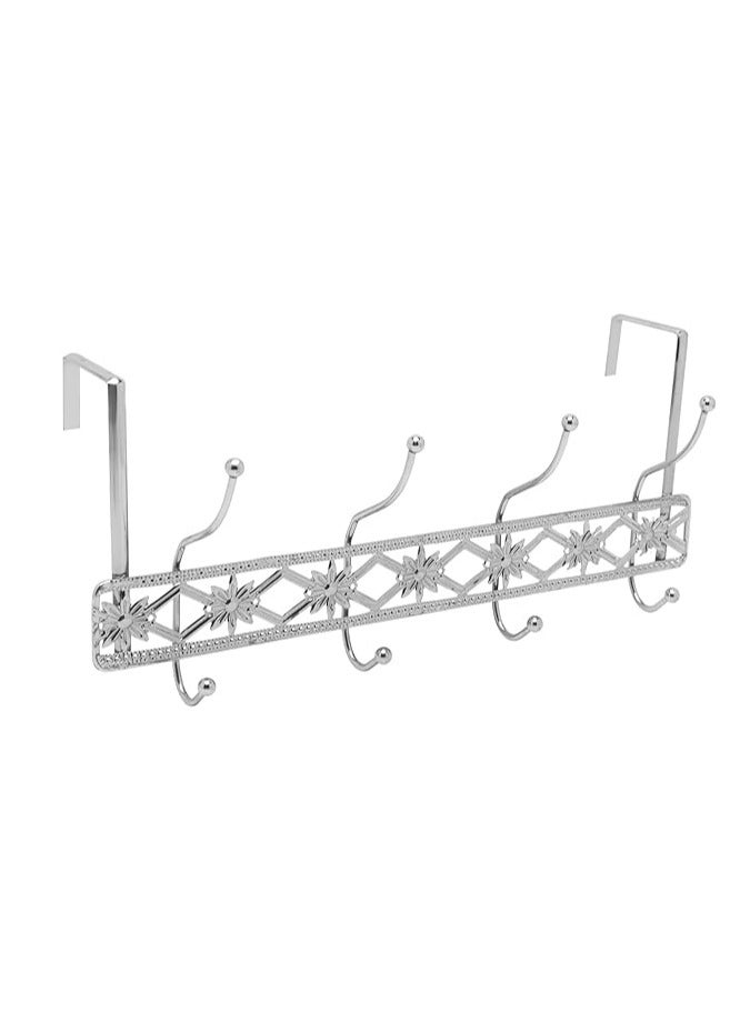 Over The Door Hanger | Over The Door Hook | Coat Rack And Movable Clothes Rack With 8 Hooks For Hanging | Heavy Duty Aluminum Door Organizer For Towels, Clothes, Hats, Bags, Behind Bathroom Door  - Image 2