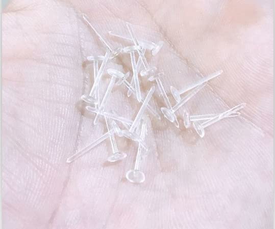 Elfstone 3mm Invisible Plastic Earrings Blank Pins Stud Tiny Head Findings DIY Supplies (200 pieces/100 Pairs) - Image 3