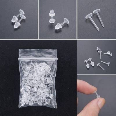 Elfstone 3mm Invisible Plastic Earrings Blank Pins Stud Tiny Head Findings DIY Supplies (200 pieces/100 Pairs) - Image 5