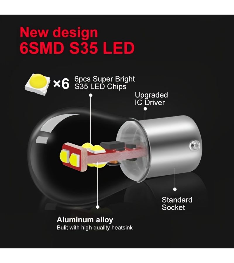 2 قطعة من لمبات LED للسيارة باللون الأحمر طراز 1157 BA15D لإشارات الفرامل والانعطاف والتشغيل - Image 3