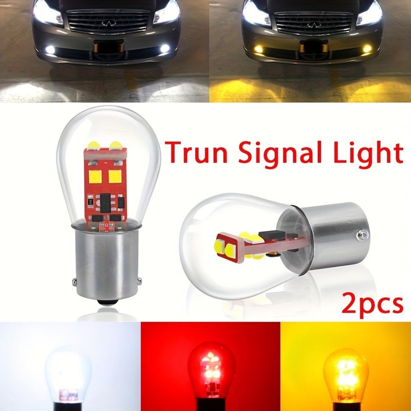 2 قطعة من لمبات LED للسيارة باللون الأحمر طراز 1157 BA15D لإشارات الفرامل والانعطاف والتشغيل - Image 1