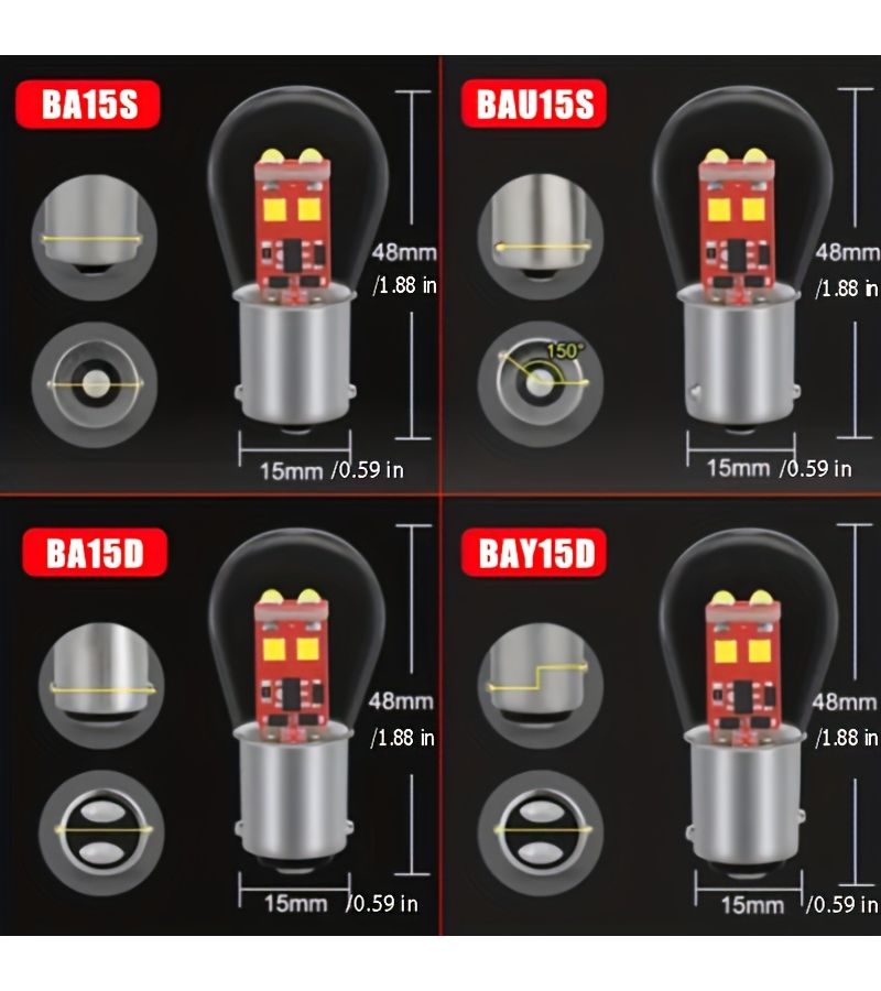2 قطعة من لمبات LED للسيارة باللون الأحمر طراز 1157 BA15D لإشارات الفرامل والانعطاف والتشغيل - Image 4