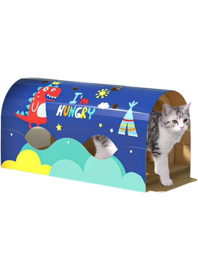 Coodipet Cat Cardboard House, Large Cat Scratcher Bed Cat Scratchers Lounge for Indoor Cats with Corrugated Board Detachable Cat Scratcher Box for Cats - Image 1