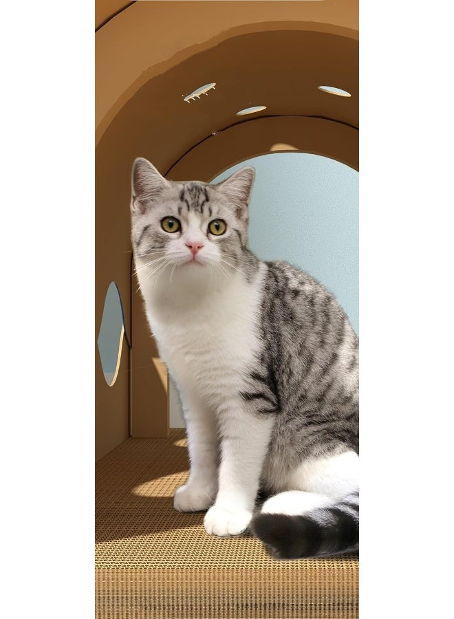 Coodipet Cat Cardboard House, Large Cat Scratcher Bed Cat Scratchers Lounge for Indoor Cats with Corrugated Board Detachable Cat Scratcher Box for Cats - Image 5