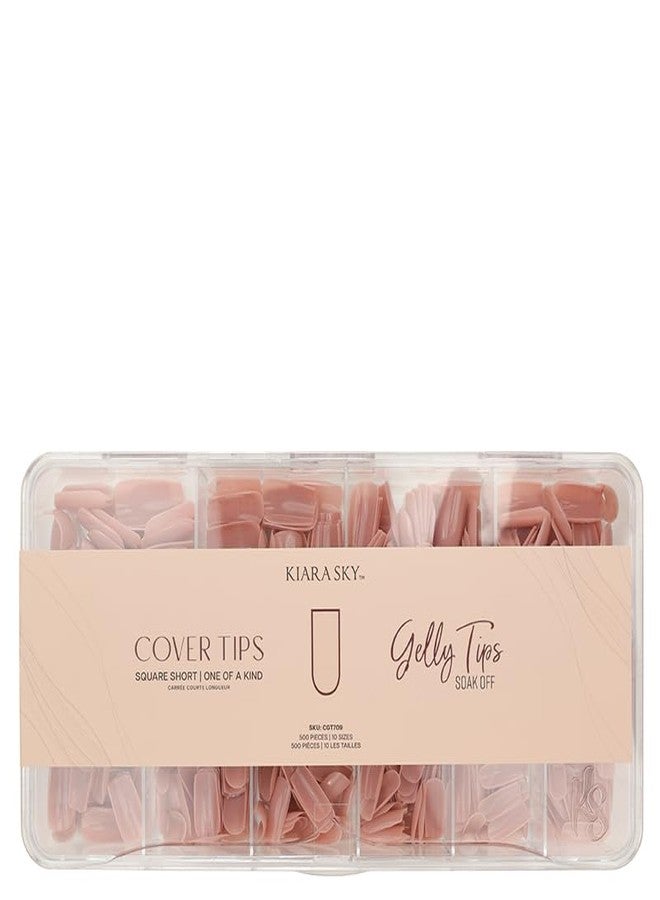 Kiara Sky Cover Gelly Tips | Soak Off Pre-Shaped Soft Gel Nail Extensions | Short Square - One of a kind - Image 1