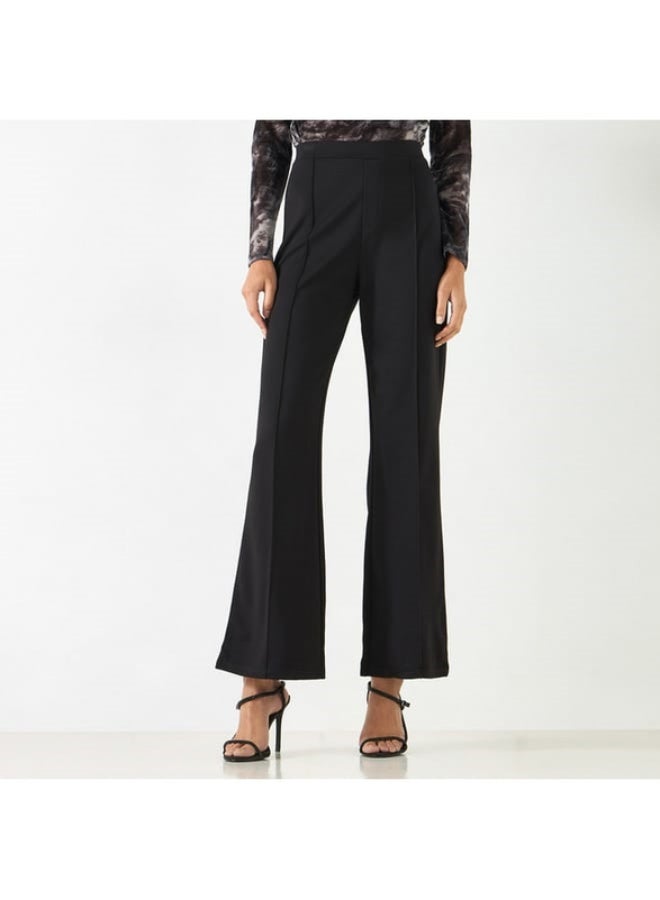 2Xtremz 2Xtremz Solid Flared Leggings with Pintuck Detail and Elasticated Waistband  - Image 4