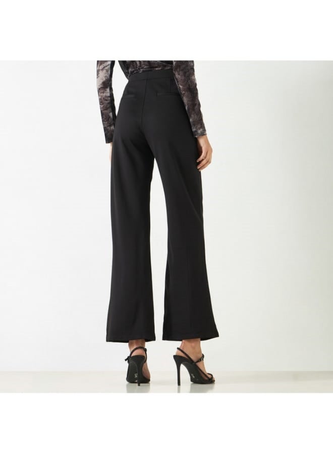 2Xtremz 2Xtremz Solid Flared Leggings with Pintuck Detail and Elasticated Waistband  - Image 1