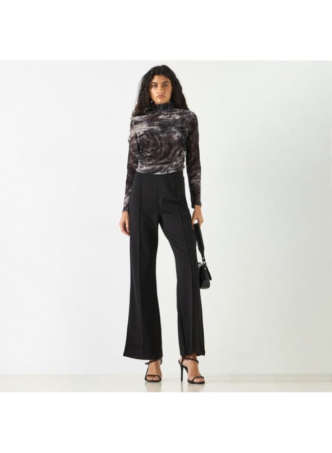 2Xtremz 2Xtremz Solid Flared Leggings with Pintuck Detail and Elasticated Waistband  - Image 2