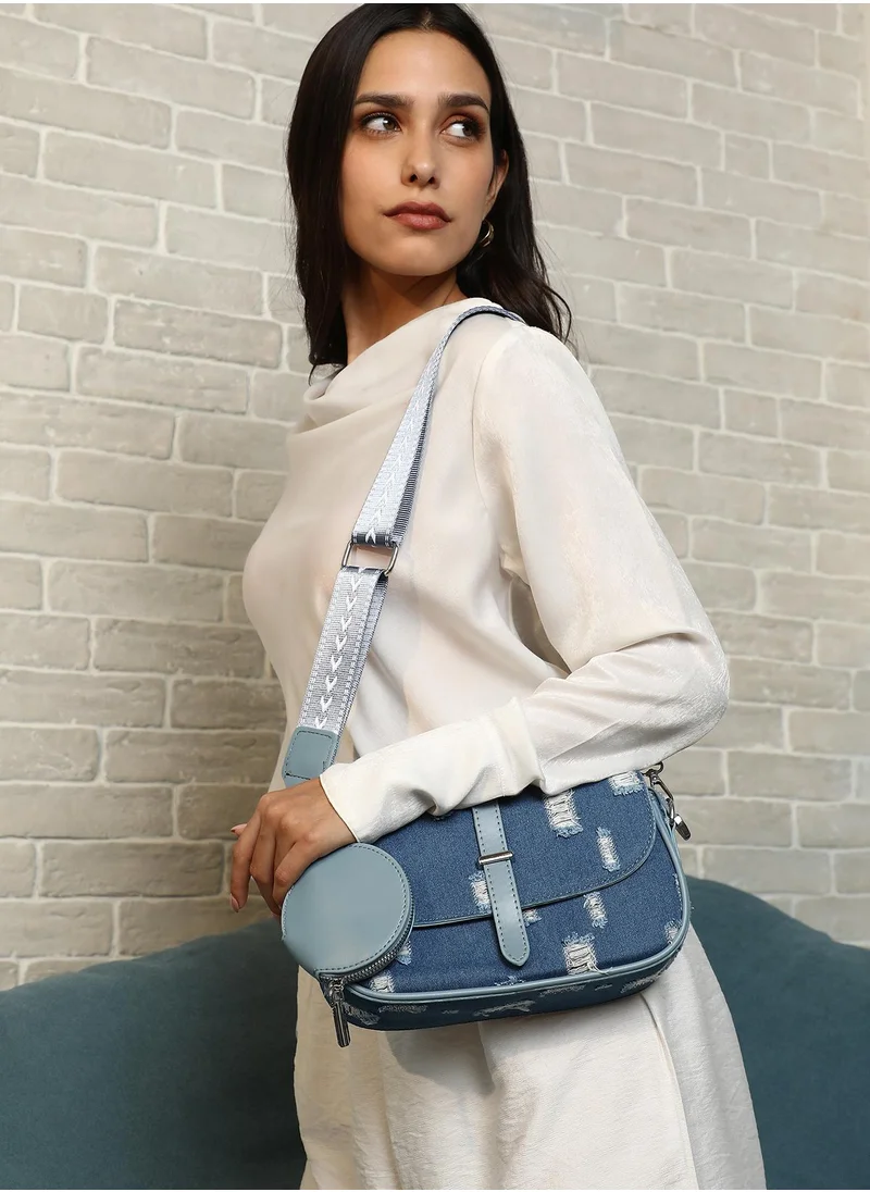 Haute Sauce Women's The Denim-Structured Sling Bag With Pouch - Indigo Blue