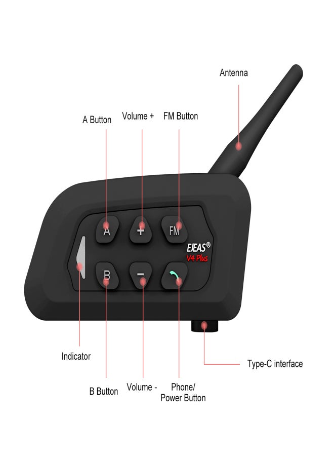 إيجياس سماعة أذن EJEAS V4Plus للدراجات النارية مزودة بتقنية BT وواجهة Type-C وسماعة أذن BT - Image 3