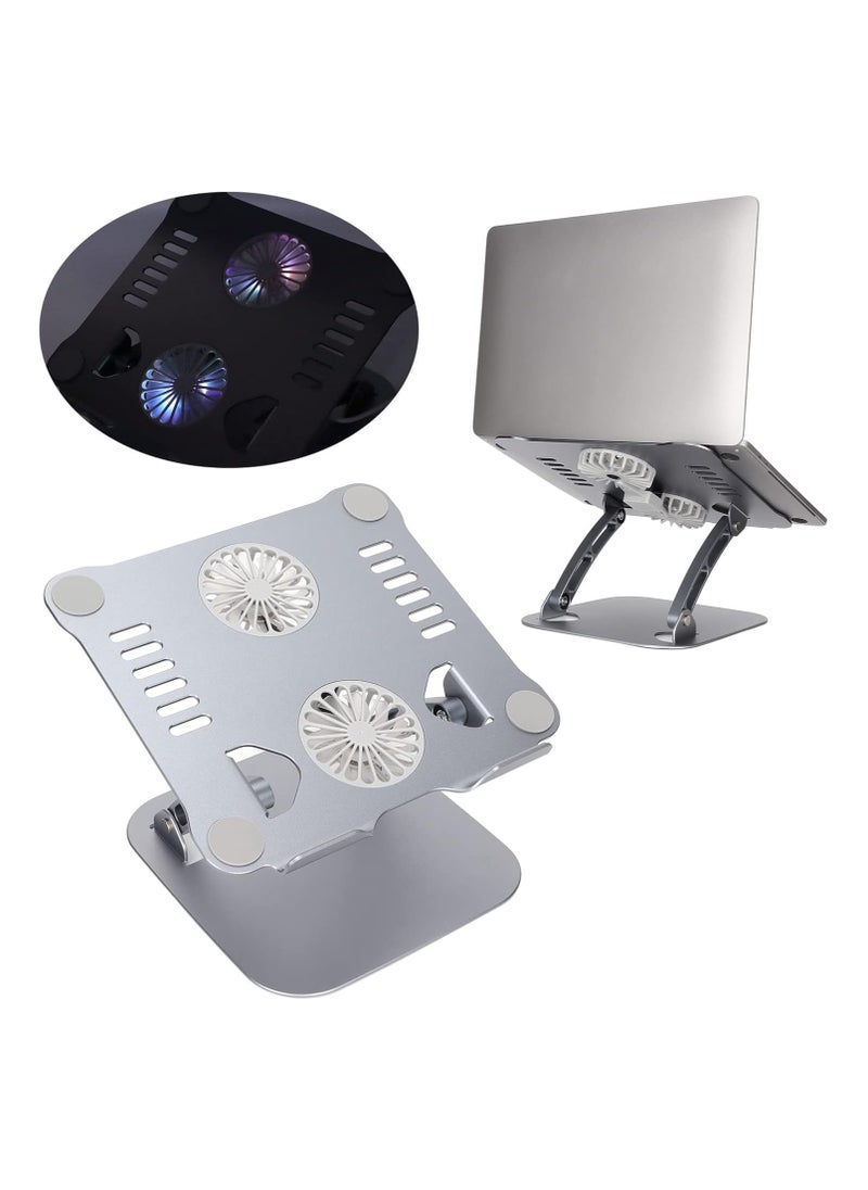 Generic - Aluminum Laptop Stand with Cooling Fan – Foldable, Adjustable Height, USB Powered, Portable & Sturdy, Silver - Image 1