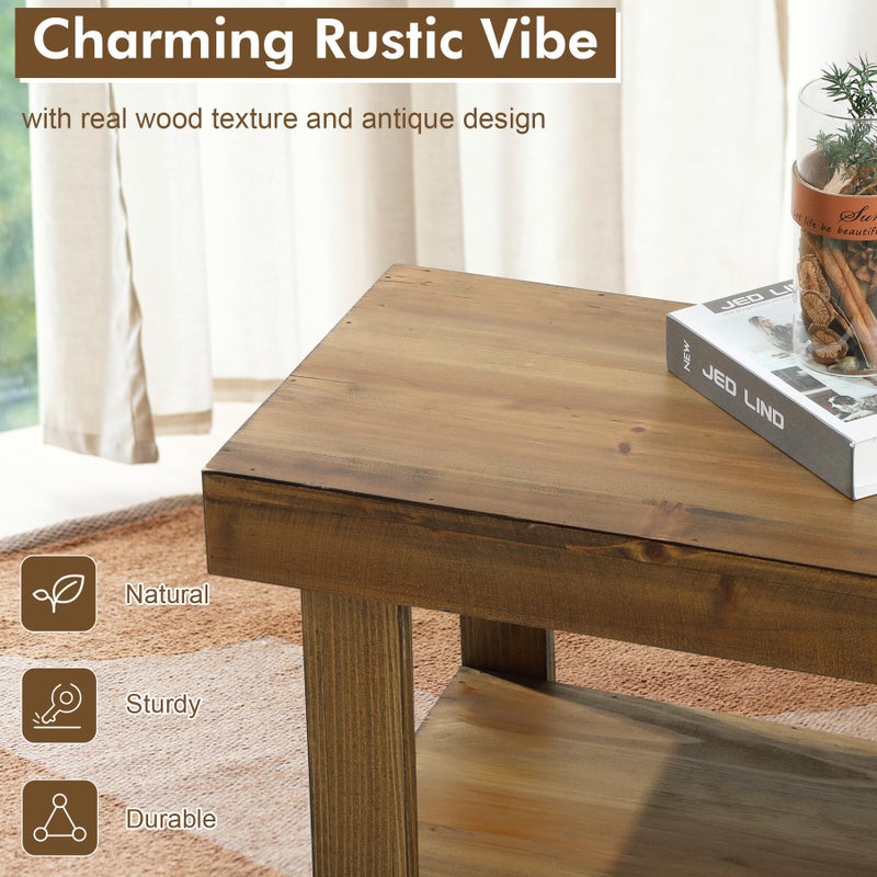 HOKYHOKY Solid Wood Entryway Bench - 31.5" Farmhouse Small Storage Benches, Narrow Bench Seat for Indoor, Entryway, Dining Room, Living Room and Hallway, Rustic Natural - Image 3