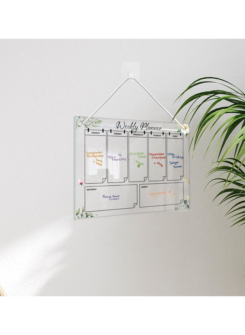 GGOOT Weekly Acrylic Dry Erase Board | Acrylic Wall Calendar Dry Erase - Weekly Planner, Housewarming Gift, Includes 6 Color Markers for Bedroom, Workplace, Glass, Wall  - Image 5