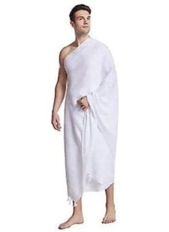 MYK Men's Hajj Umrah clothing Ihram 100% Super Soft 2 Pcs Towel Set.43X86 inch New Dry Fast Microfiber Woven Technology 1 Waterproof With Non Stitched White Belt.  - Image 2