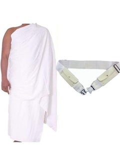 MYK Men's Hajj Umrah clothing Ihram 100% Super Soft 2 Pcs Towel Set.43X86 inch New Dry Fast Microfiber Woven Technology 1 Waterproof With Non Stitched White Belt.  - Image 1