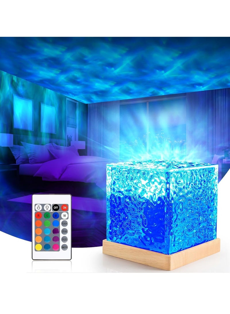 JAJEEK Projector Lights Ocean Wave – Romantic Warm Ocean Wave Water Night Light Projector, 3D Water Wave Effect, LED Light Projection Lamp, Crystal Table Lamp for Bedroom Decor - Image 1