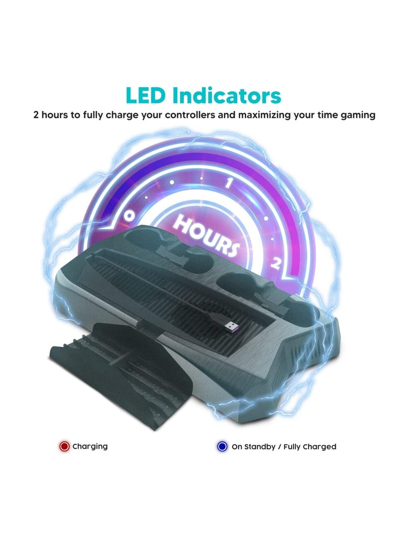 Loquat PS5 ALL-IN-ONE Cooling Fan Base Stand Accessories with Storage Disc Rack and 3 USB Ports Dual Fast Charger Controller Station  - Image 4