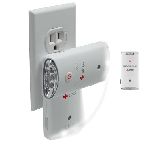 eton Officially Licensed American Red Cross by Eton Blackout Buddy Swivel Emergency Flashlight, Automatic Power Failure Light, LED Nightlight, Rechargeable, White - Image 1