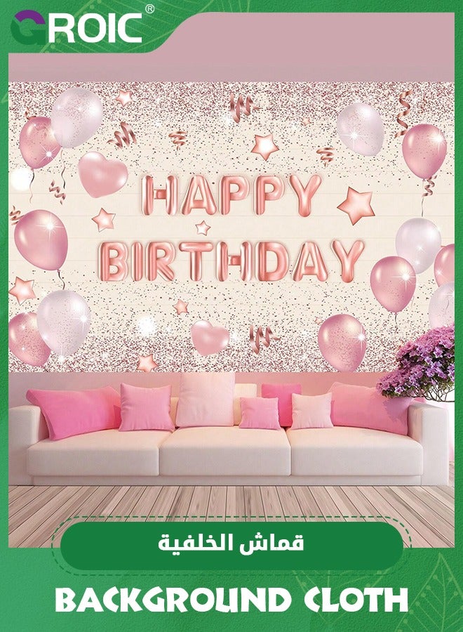 GROIC Rose Gold Birthday Backdrop Banner, Large Rose Gold Balloon Star Party Sign Poster Photo Booth Backdrop,Birthday Party Decorations,Cake Table Banner Supplies,Party Supplies - Image 5