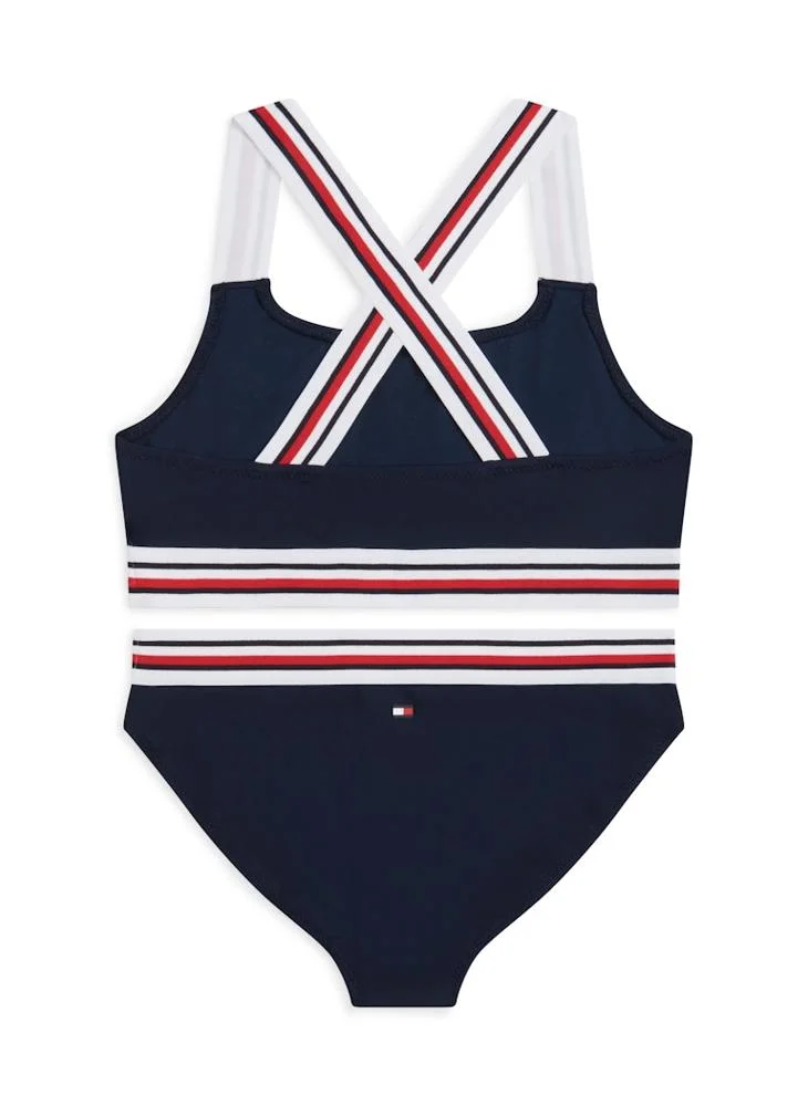 TOMMY HILFIGER Kids 2 Piece Striped Trim Bikini Set