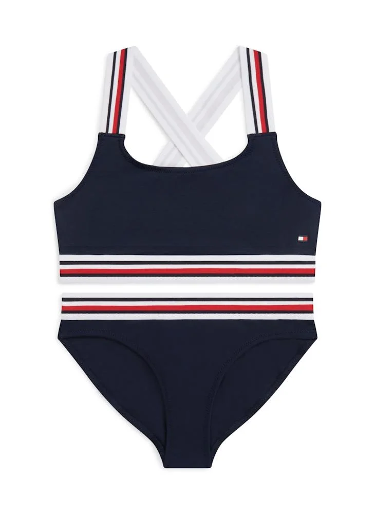 TOMMY HILFIGER Kids 2 Piece Striped Trim Bikini Set