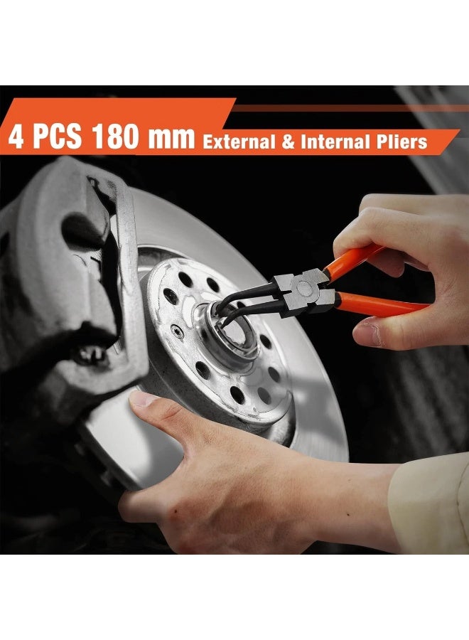 ماكس فاين طقم كماشة حلقية MAXFINE Snap Ring Pliers مكون من 4 قطع 180 مم - كماشة حلقية داخلية وخارجية بفك مستقيم ومثني، طقم كماشة حلقية احترافية للاستخدام في السيارات والآلات والدراجات والإصلاح وورش العمل - YX-1010 - Image 3