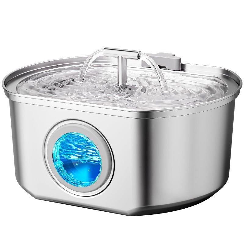 Neareal Cat Water Fountain Stainless Steel - Pet Drinking Fountain for Cats Indoor - 3.2L/108oz Automatic Water Dispenser with Watering Level Window (1 Filter) - Image 1