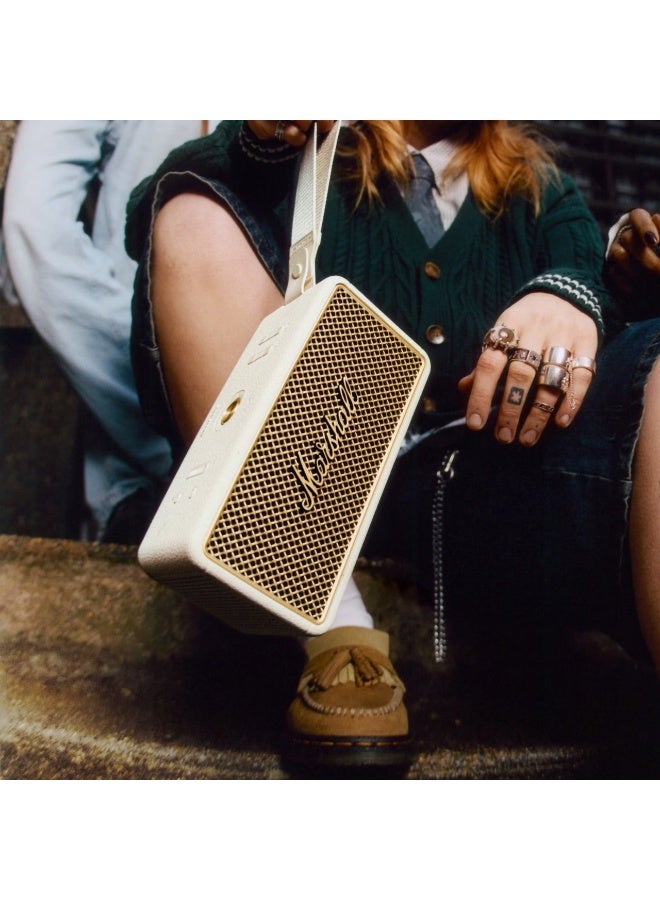 Marshall Middleton II Portable Bluetooth Speaker, 360° True Stereophonic Sound, IP67 Water & Dust Resistance, 30 Hours Battery Life, Built-In Microphone Cream - Image 5