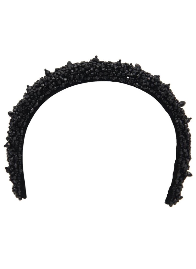 D'Daniela - Headband Monalisa For Women's and  Girls Black Stones Hand Made - Image 1