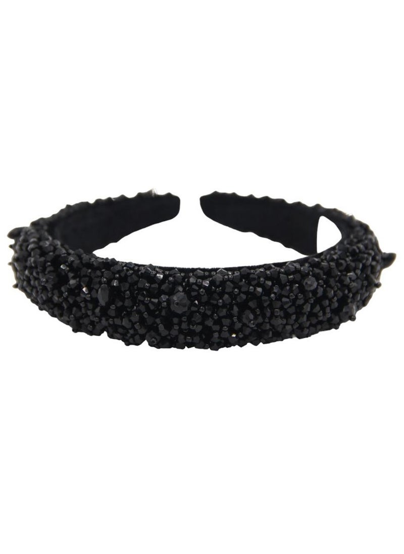 D'Daniela - Headband Monalisa For Women's and  Girls Black Stones Hand Made - Image 1